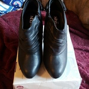 Women's black heel booties